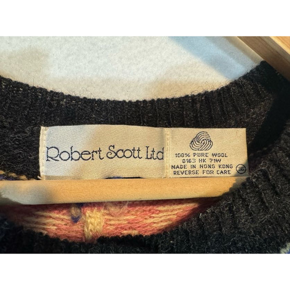 Vtg Robert Scott Ltd 100% Wool Cardigan Sweater Floral Women Sz 36 MED Button Up - Picture 13 of 13